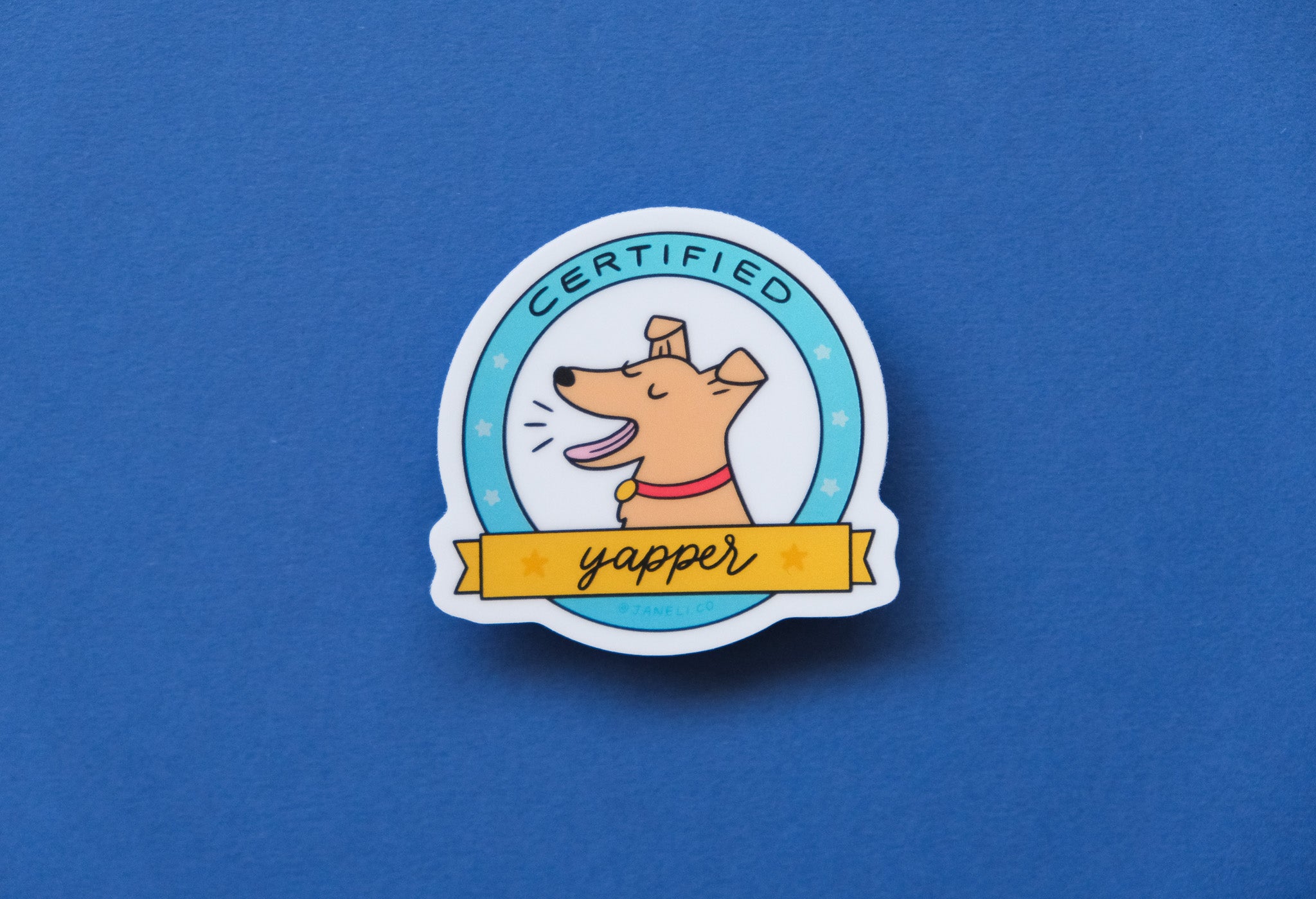 Yapper Sign JaneLi.Co - Certified Yapper Dog Sticker • Funny Pup Badge